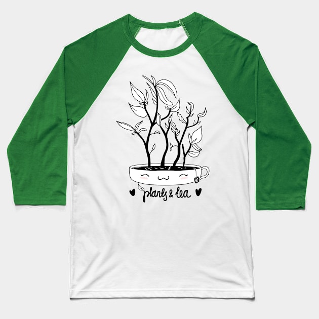 Plants and Tea Baseball T-Shirt by moonlitdoodl
